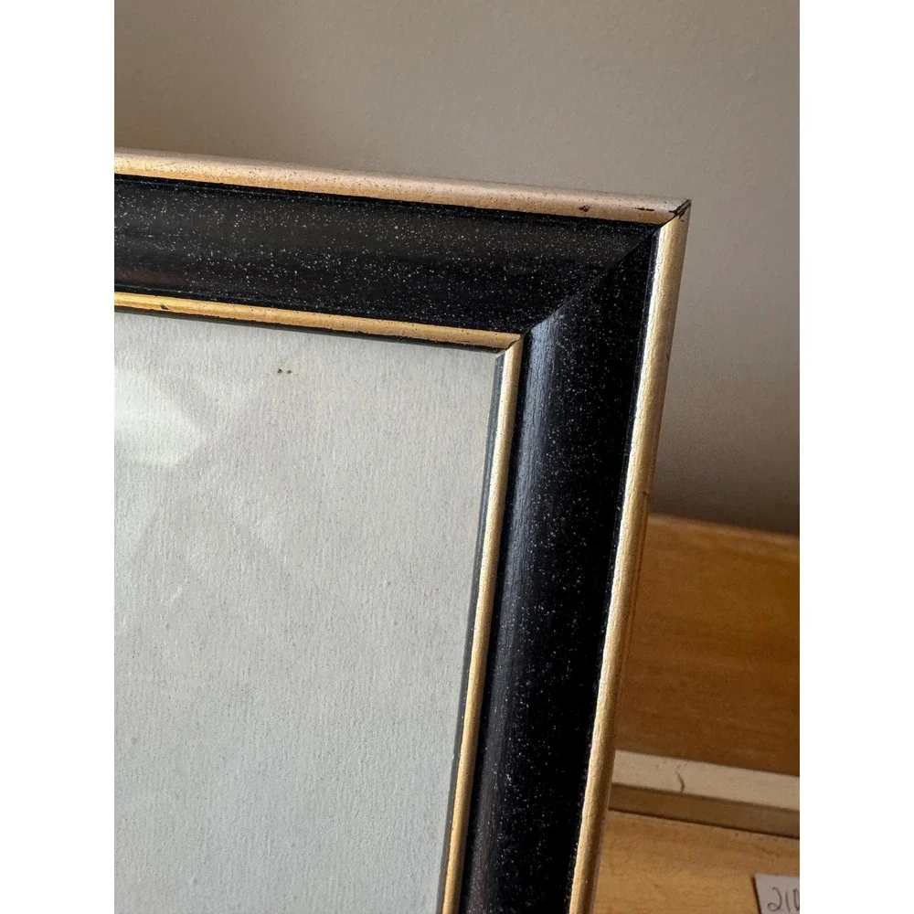 Vintage Black and Gold Animal Leopard Print Framed 12 x 10